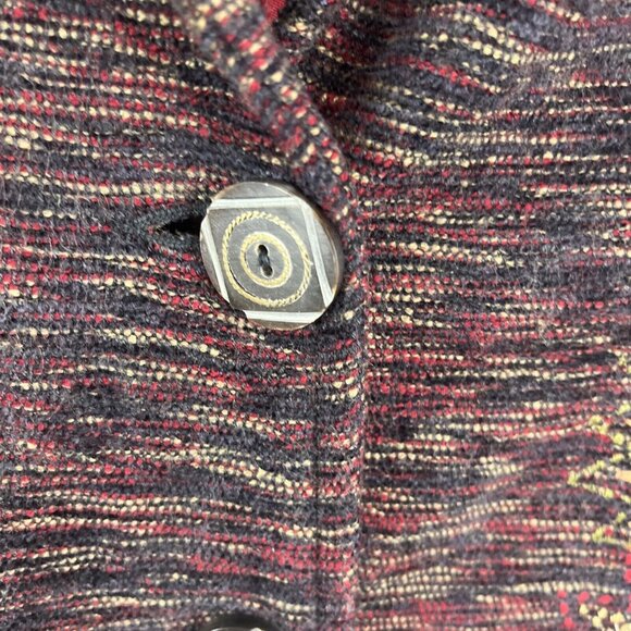 April Cornell Burgundy Blazer w/ Fabric and Sequin Embellishments Womens Size S - Picture 5 of 9